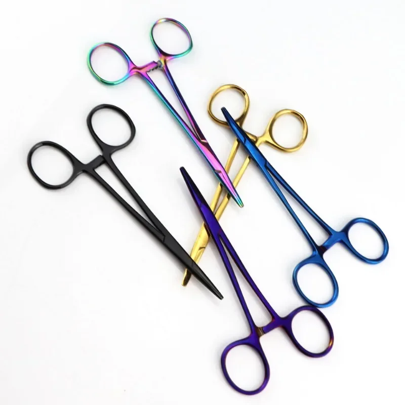 Animals Curved Trauma Hemostat Stainless Multi Rainbow Color Grooming Veterinary Tools Suitable for Surgical Wound Cleaning