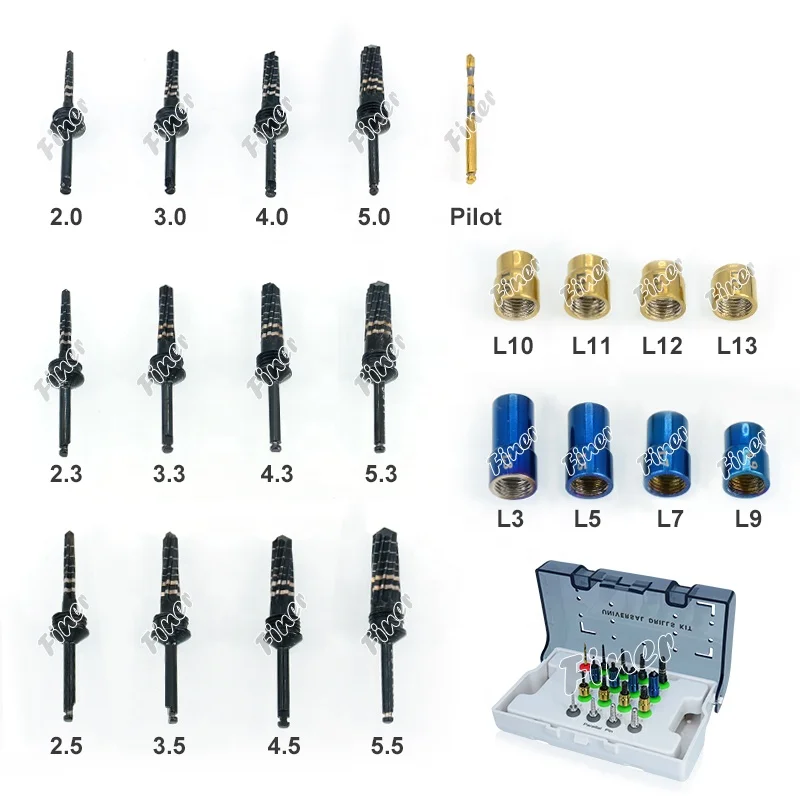 Stainless Steel den tal Bone Expanding Drills With Stopper imp lant surgical drills