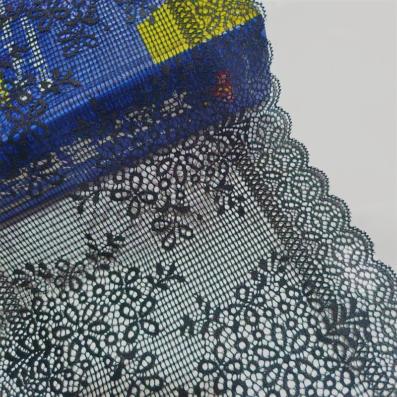 2023  22CM Width Black Soft Stretch Spandex Colorful Wide Lace DIY For Clothing Underwear Accessories Wedding Decoration