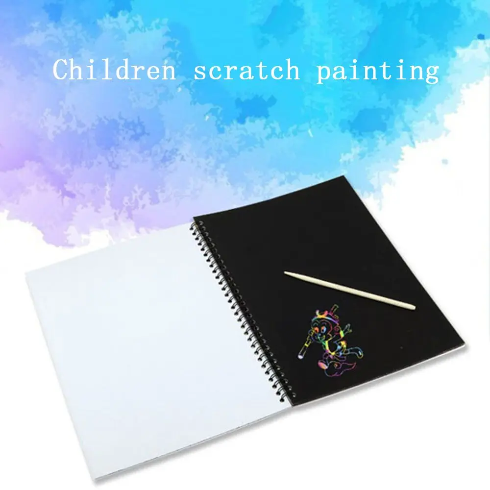 Rainbow Color Scraping Painting Doodle Book Educational Books Art Painting Paper Scratch Paper Children Toys Early Learning