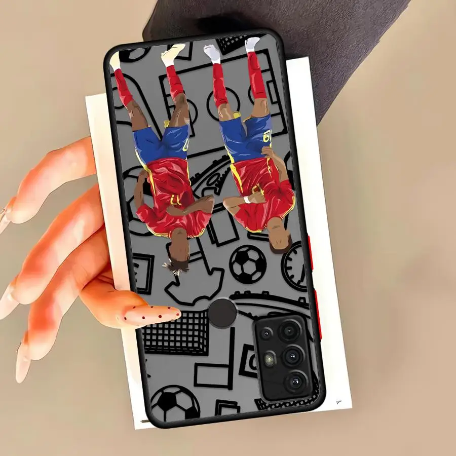 حافظة بحافة سوداء لهاتف سامسونج جالاكسي A35 A36 A25 A26 A73 A53 A24 A34 A54 A21s A52 A56 A22 كرة قدم رياضية كارتونية