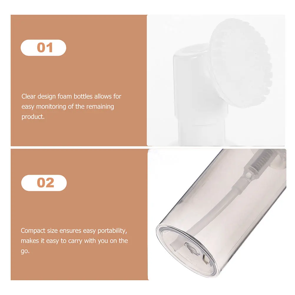 

3Pcs Foaming Bottle Pet Material Fine Foam Soft Touch Refillable Design for Shampoo Body Wash Facial Soap with Cleaning Brush