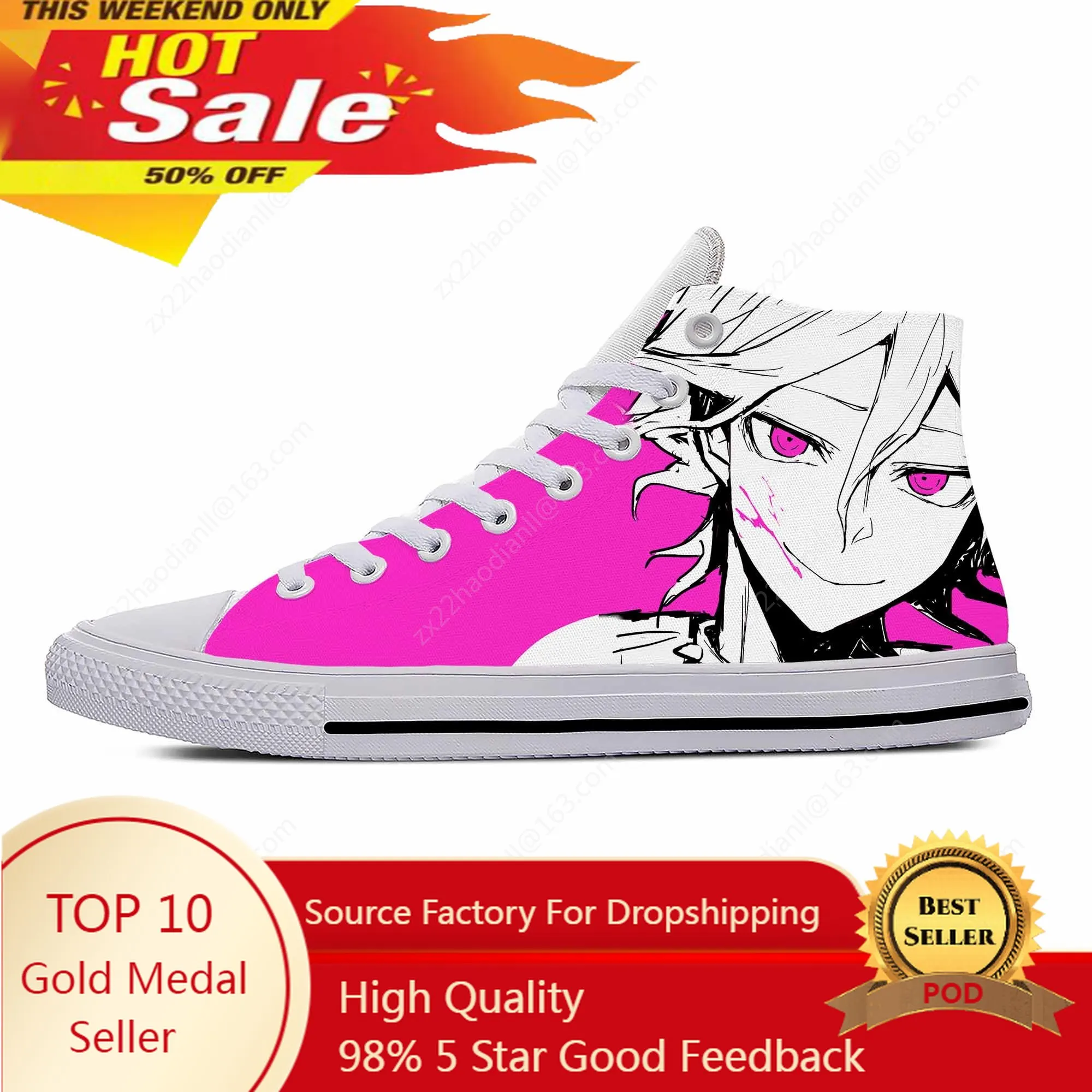 Hot Anime Cartoon Game Danganronpa Komaeda Nagito Casual Cloth Shoes High Top Lightweight Breathable 3D Print Men Women Sneakers