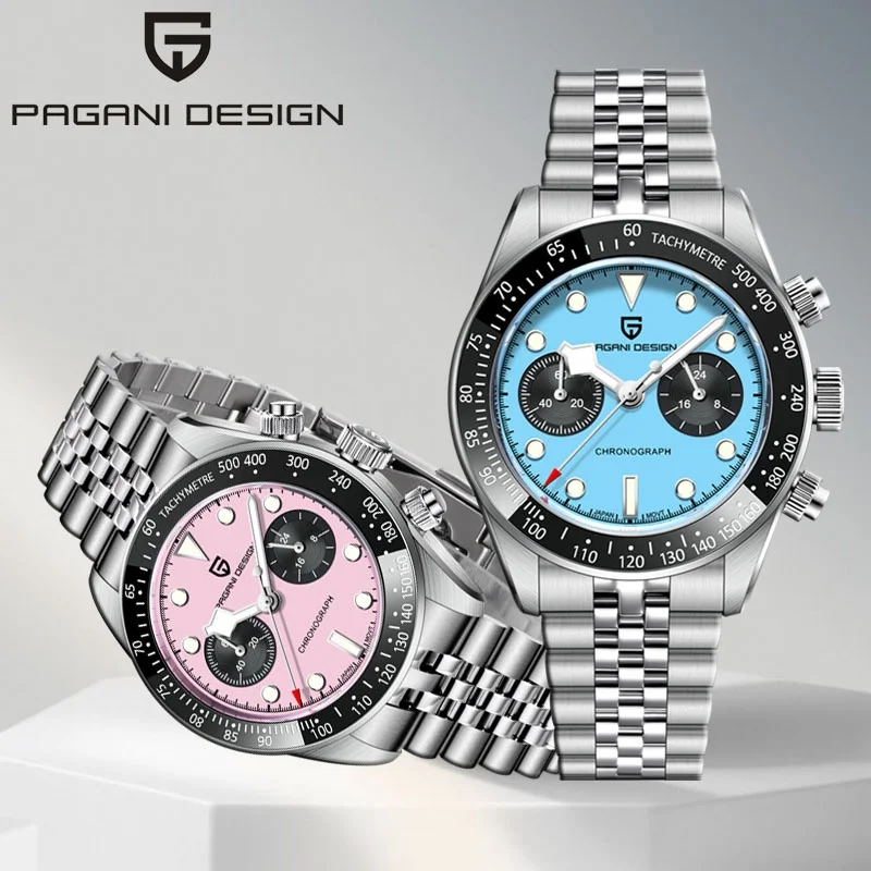 

2026Новый PAGANI DESIGN Кварцевые часы с циферблатом в виде панды с сапфировым стеклом Роскошные светящиеся 500 ободок Мужские часы из стали 316L Япония Movt Хронограф