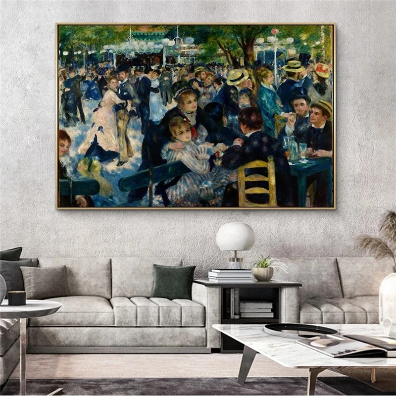 Renoir-Dance at Le moulin de la Galette Canvas Paintings Impressionist Famous Wall Art Posters And Prints Wall Pictures Cuadros