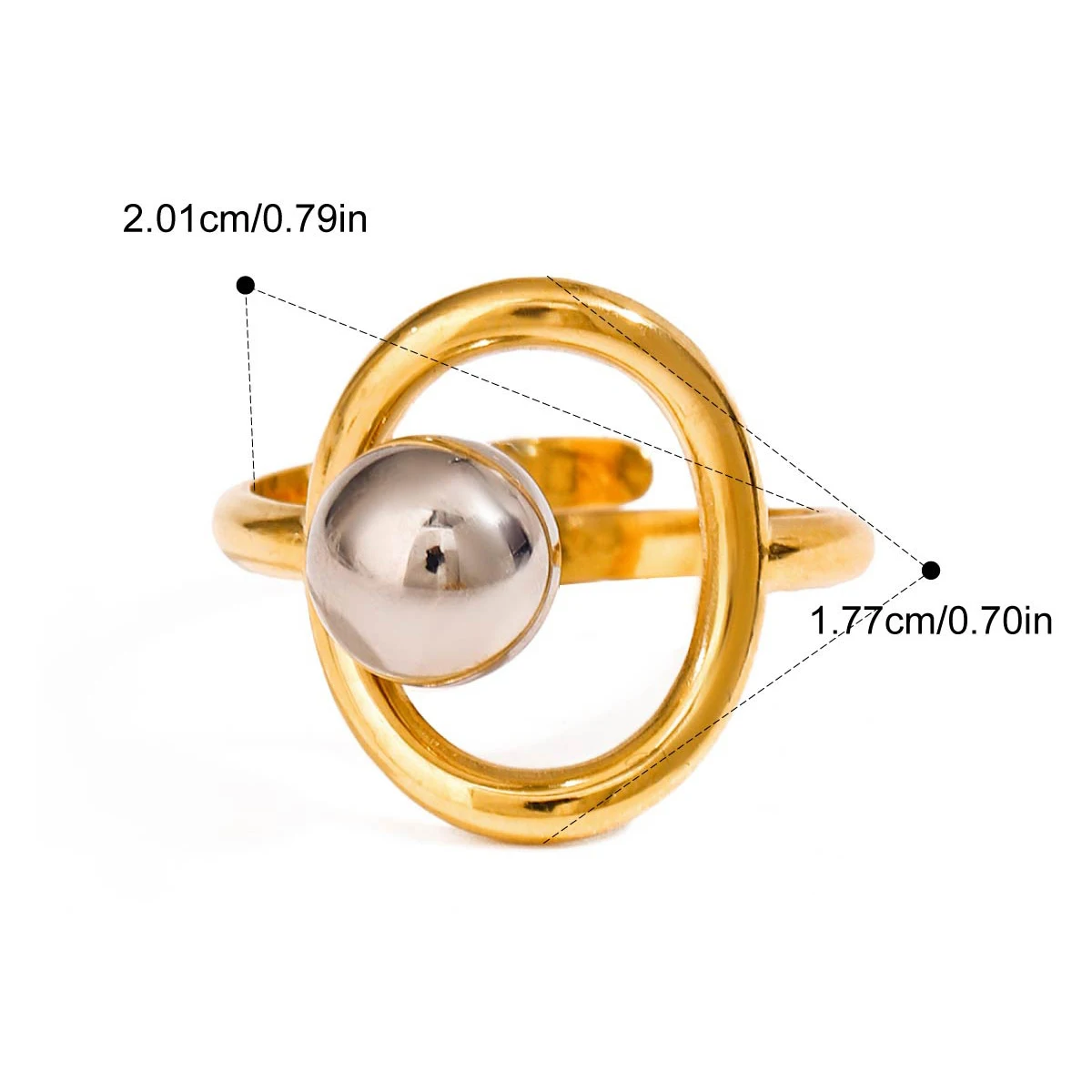 Yori Popular Stainless Steel Metal Geometric Hollow Ring 18 K PVD Plated Jewelry Trendy Opening Ring бижутерия для женщин Gift
