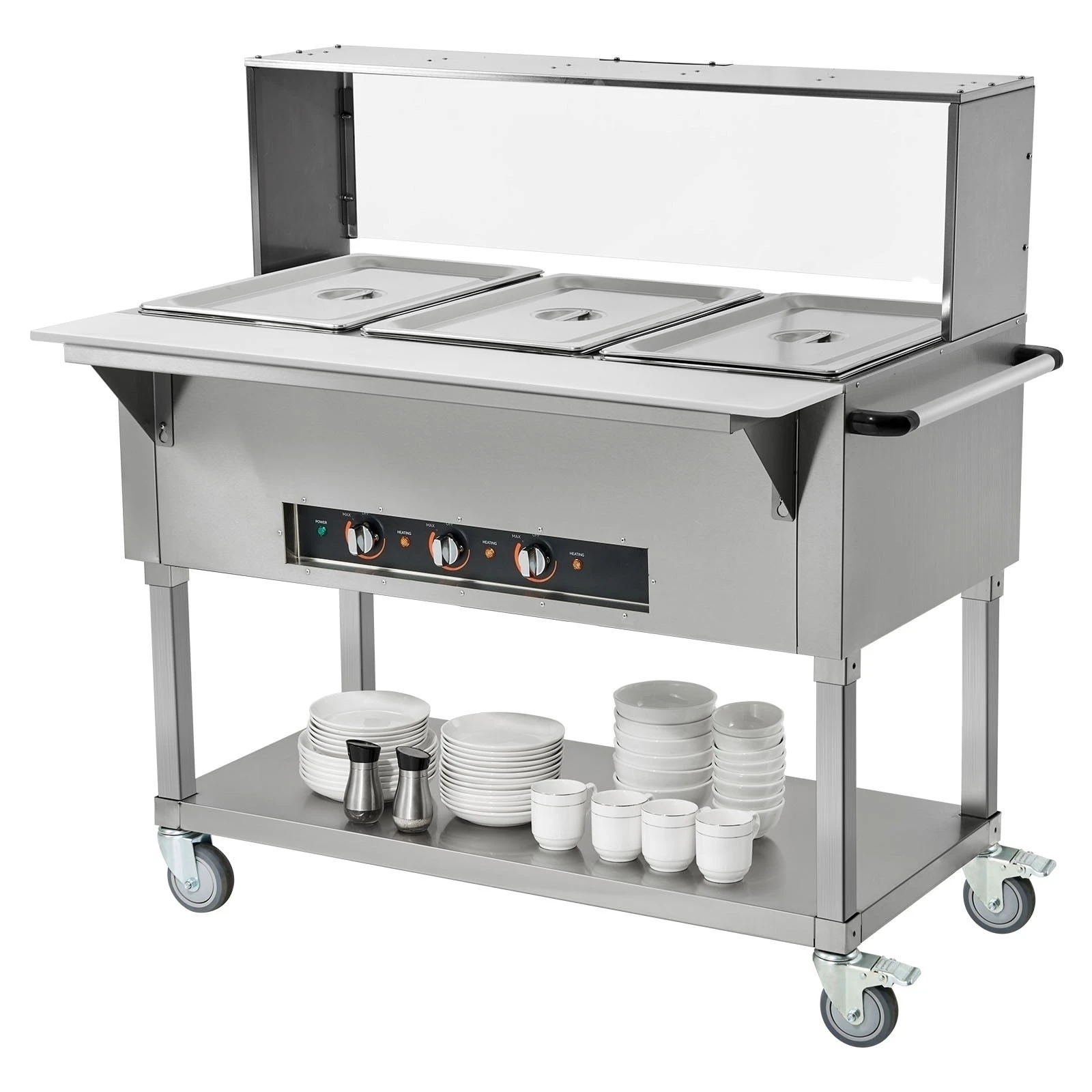 VEVOR 3 4 5Pan Commercial Food Electric Steam Table Food Warmer Food Grade Stainless Steel Server with Dust Cover