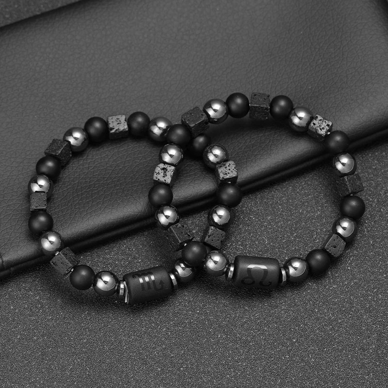 Natural Stone Bracelets Aries Virgo Pisces Bracelets Ladies Men\'s Couples Friendship Jewelry Gift 12 Zodiac Signs Bracelets