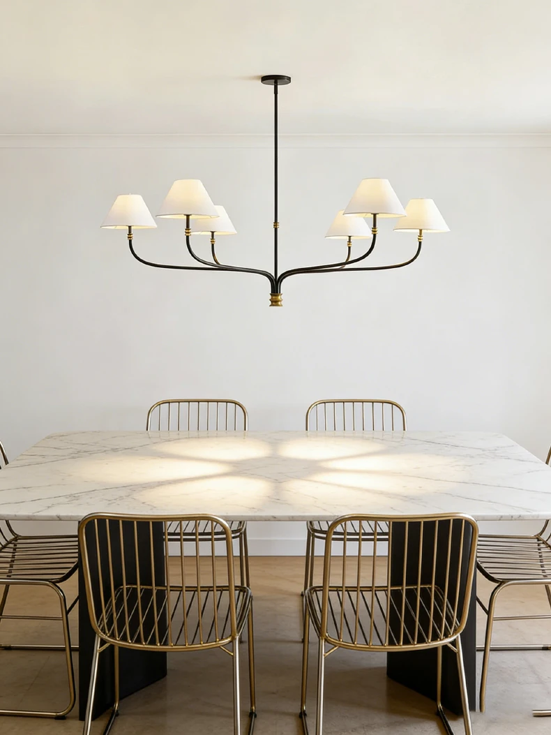 2 3 6 8 10 Lights White Lampshade Black Metal