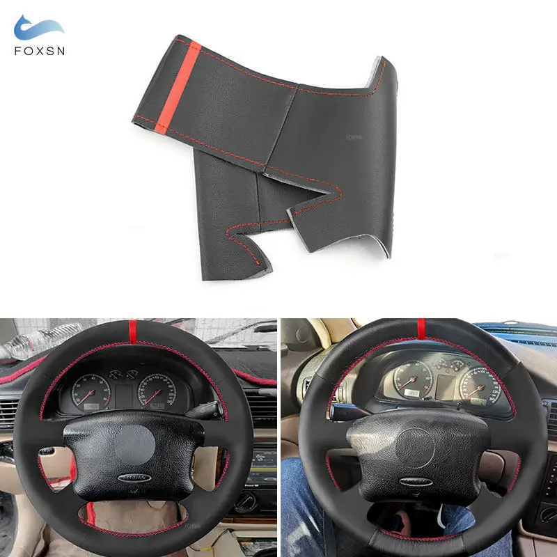 

Для VW Golf 4 MK4 1998-2004 Passat B5 1996-2005 (4 спицы) салон автомобиля чехол на руль кожаная защитная отделка из микрофибры