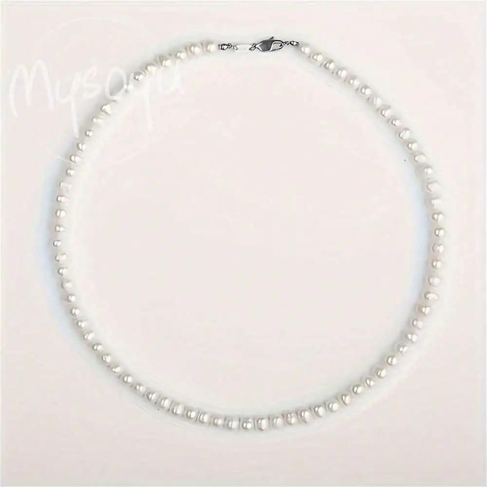 

MYSOYA White Freshwater Pearl Necklace 5-6mm Pearls Gift Box Gift for Her Wedding Jewelry Christmas Anniversary New Year Gift