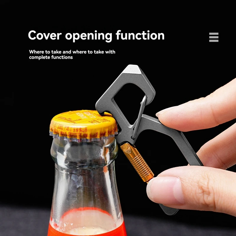 BAAY سلسلة مفاتيح تيتانيوم محمولة مع فتاحة زجاجات في الهواء الطلق، أداة تحرير مشبك حلقة تسلق سريعة EDC