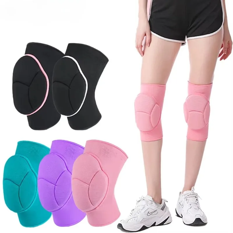 2Pcs Knee Pads Thick Sponge Anti-Slip Collision Avoidance Knee Sleeve Football Jogging Wrestling Basketball Volleyball Women Men