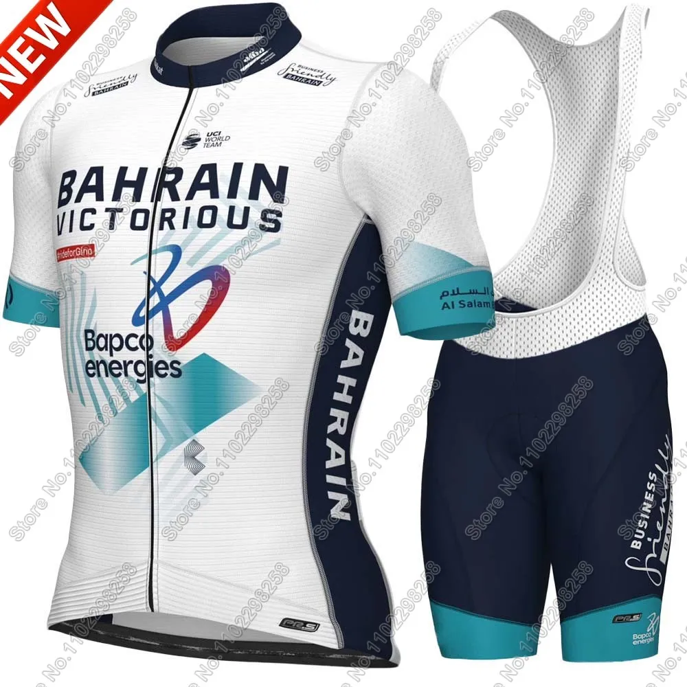 2025 Team Bahrain Victorious Cycling Jersey Set Men Summer Short Sleeve Road Bicycle Bib Shorts Suit MTB Wear Maillot