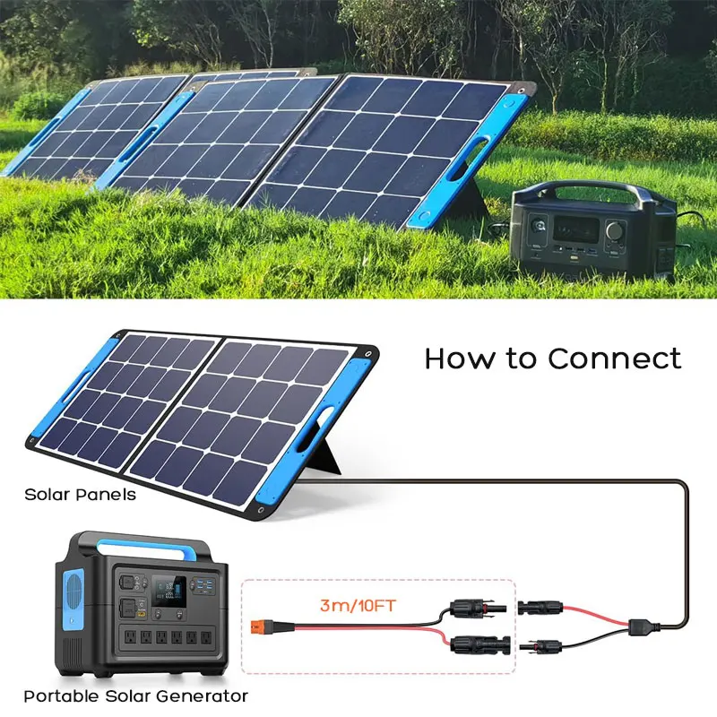 3m/10Ft 12AWG Solar Panel Connector to XT60i-F Cable Connecting 100W/200W/400 Solar Panels with Ecoflow Portable Solar Generator