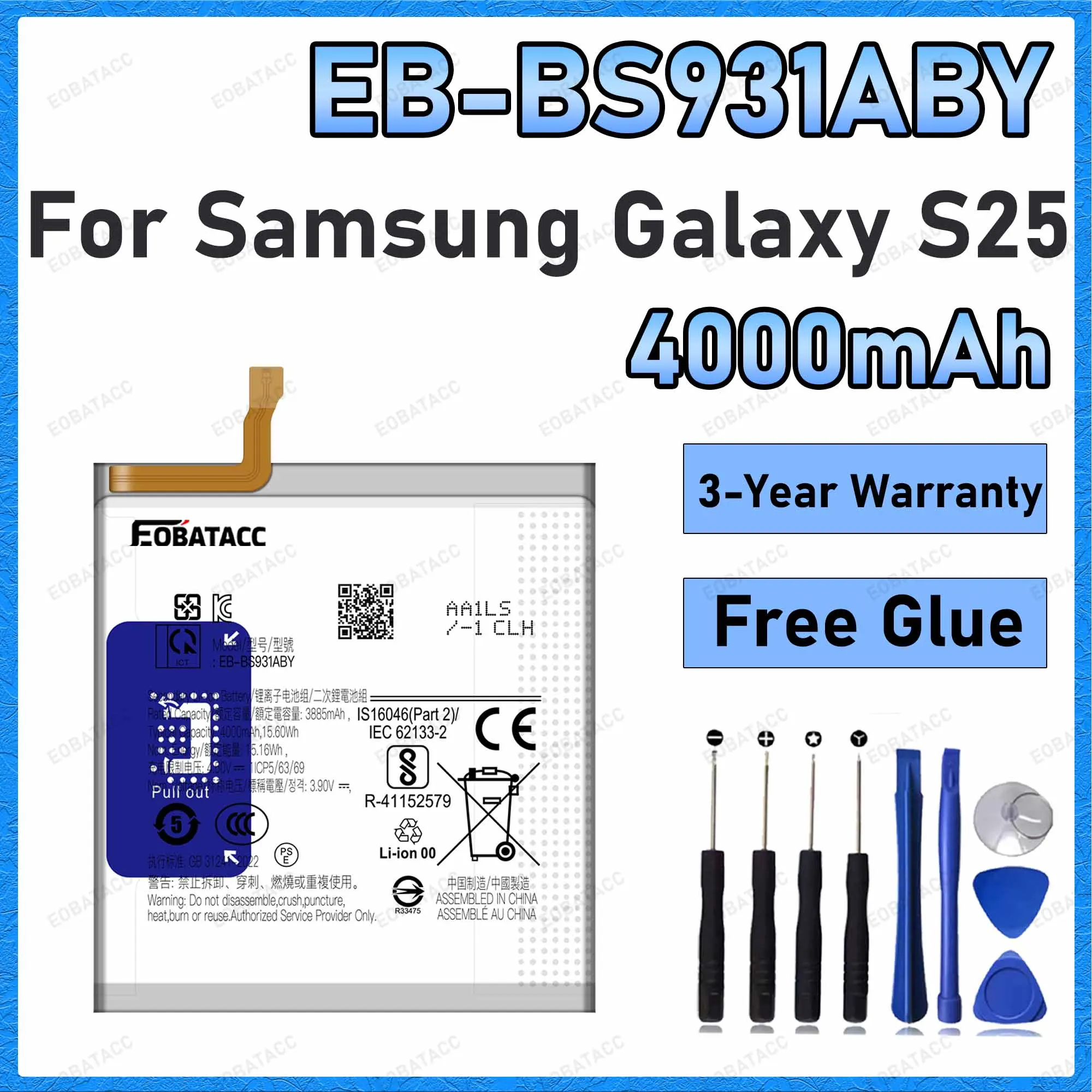 EB-BS931ABY 4000mAh Large capacity Battery For Samsung Galaxy S25 Batteries New High Quanlity+Free Tools