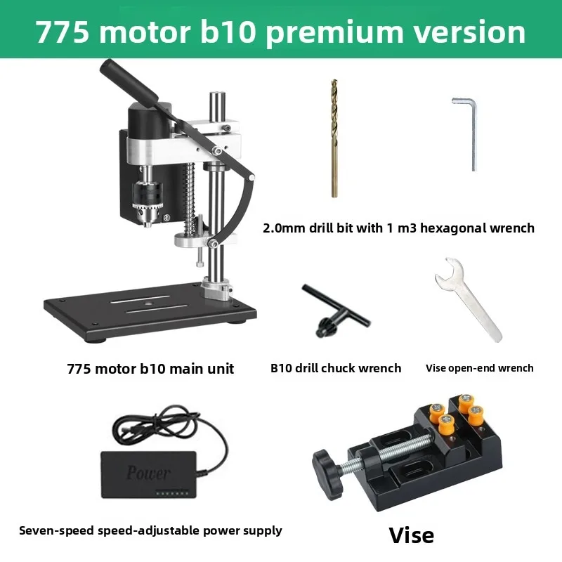 Mini Table Drill, 7-Speed Speed Control, 0.6-6mm Drill Chuck, Suitable for Precision Drilling in Metal, Wood, Jewelry, and Handi