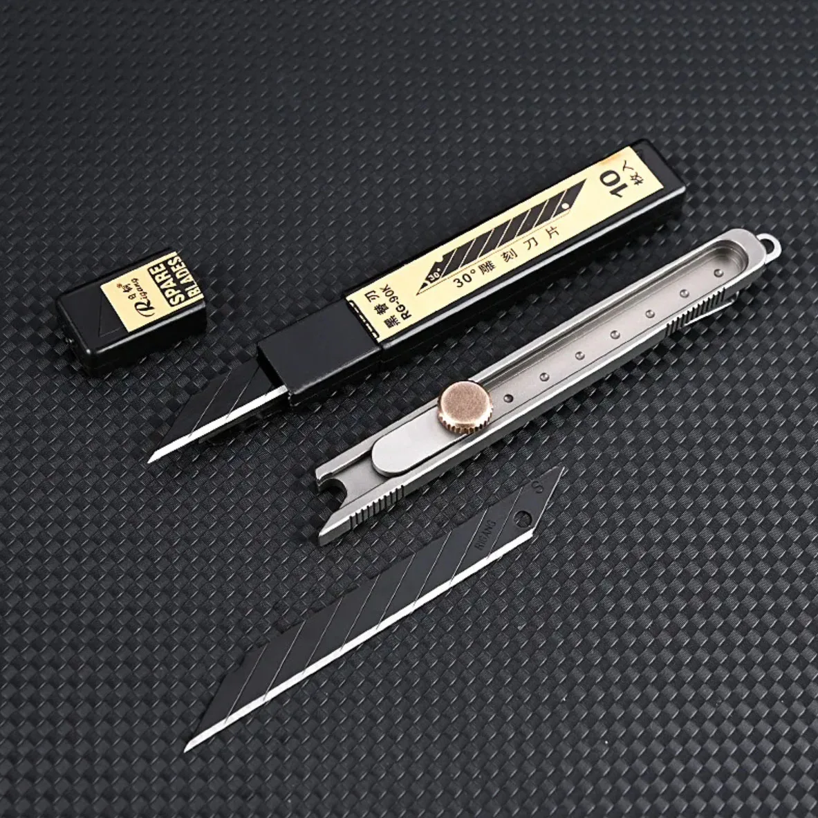 Imagem -05 - Telescópica Titanium Alloy Handle Utility Knife Abridor de Garrafas Cortador de Papel Sharp Survival Pocket Tool Lâmina Substituível Presente 10 Pcs