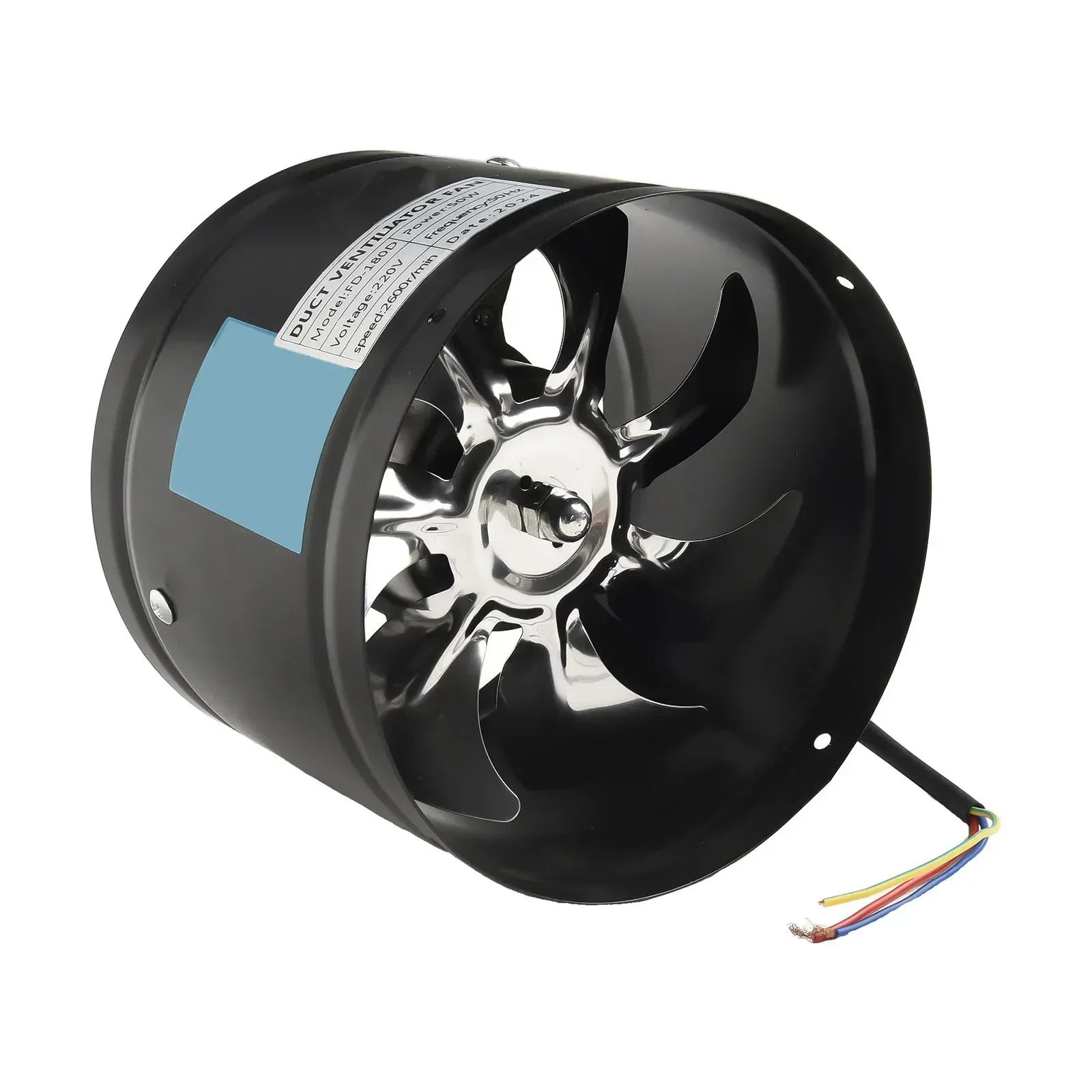 180 mm Abluftventilator, 50 W, 220 V, Rauchabsaugerkanalventilator, 800 M3/h, Inline-Rohrventilator, leise, 2800 U/min, für Wartehallen