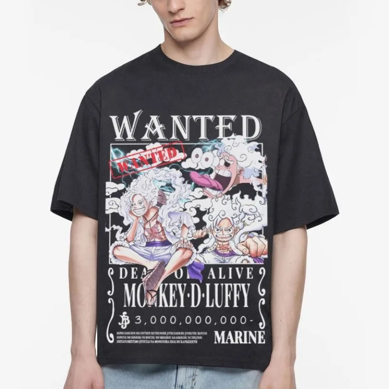 

Футболка аниме One Piece Луффи 2026 года, летняя, ретро, из выстиранного хлопка, с коротким рукавом, в эстетике Y2K, идеально подходит для ролевых игр и повседневной носки