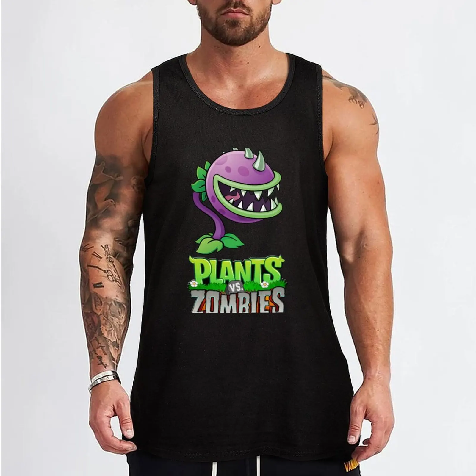 Tanaman VS Zombie |   Hadiah Sempurna Tank Top Pakaian Pria Fitness Kaus Pakaian Olahraga Gym Pria untuk Rompi Pria