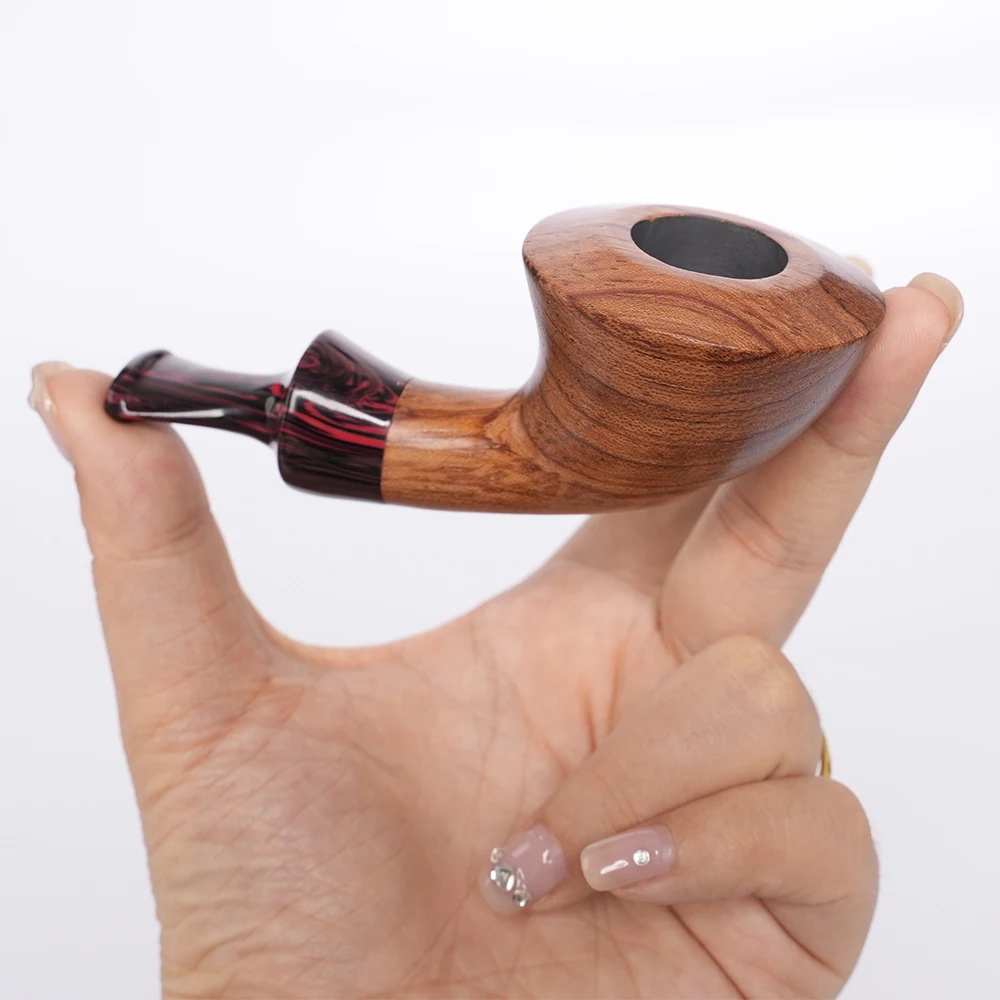 MUXIANG imported rosewood tobacco pipe, small portable warm snuff pipe, Father\'s Day gift, colorful pipe tip, sandalwood pipe