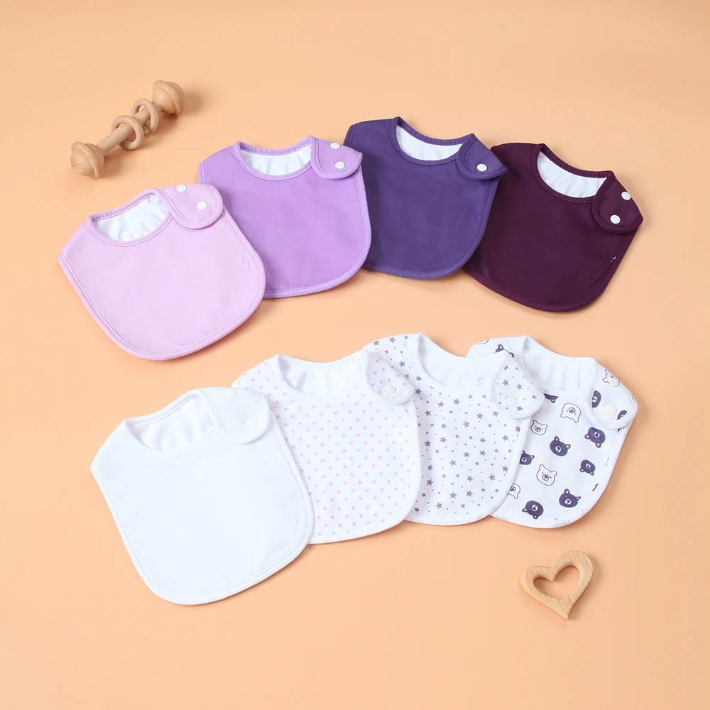 

8 Pack Waterproof Baby Girls Bibs, 4 Layer Thick Absorbent Babies Bibs, Soft and Skin-friendly, Adjustable Snap
