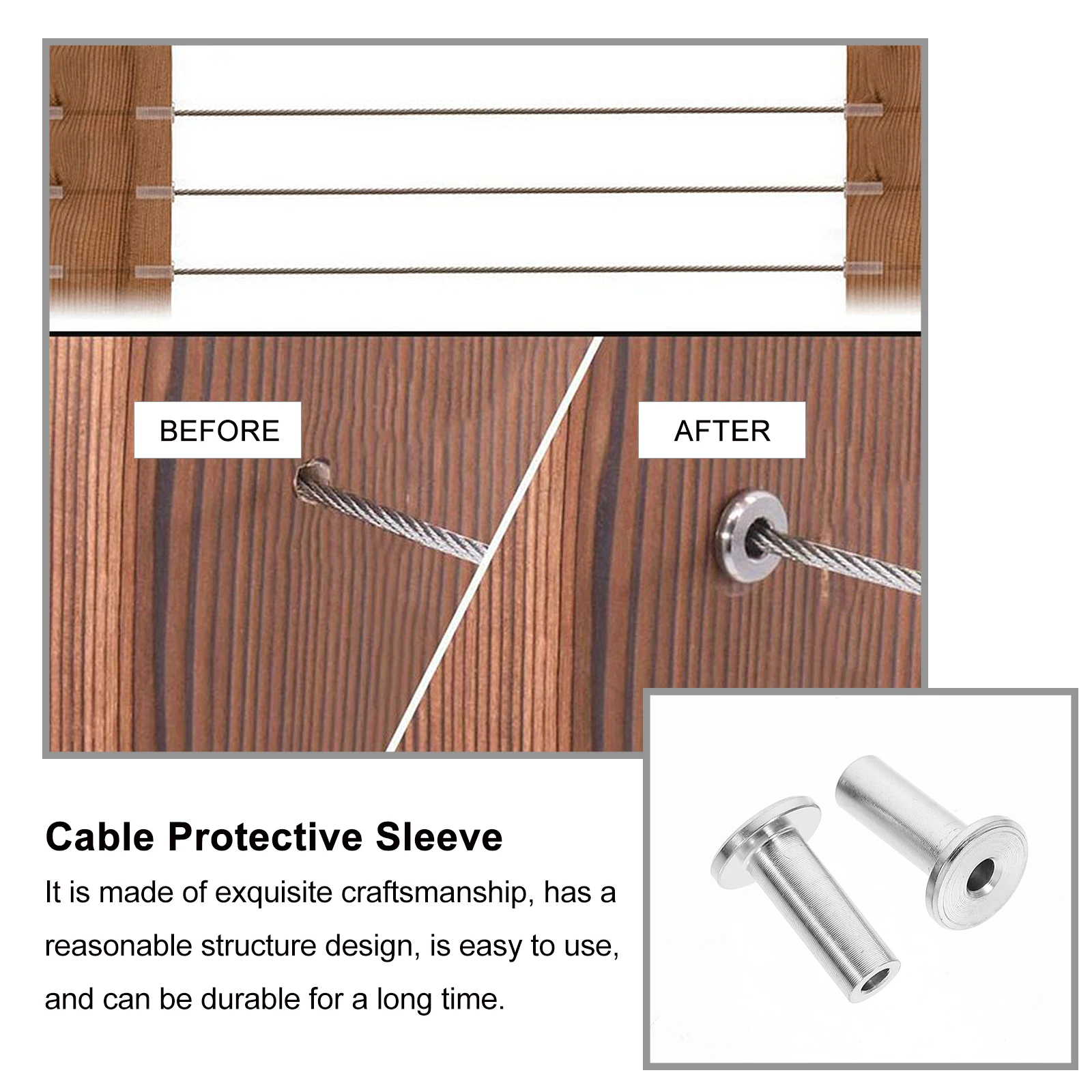 

10 шт., защита для троса из нержавеющей стали, прочный защитный рукав для палубы, антивибрационный комплект для перил кабеля для помещения