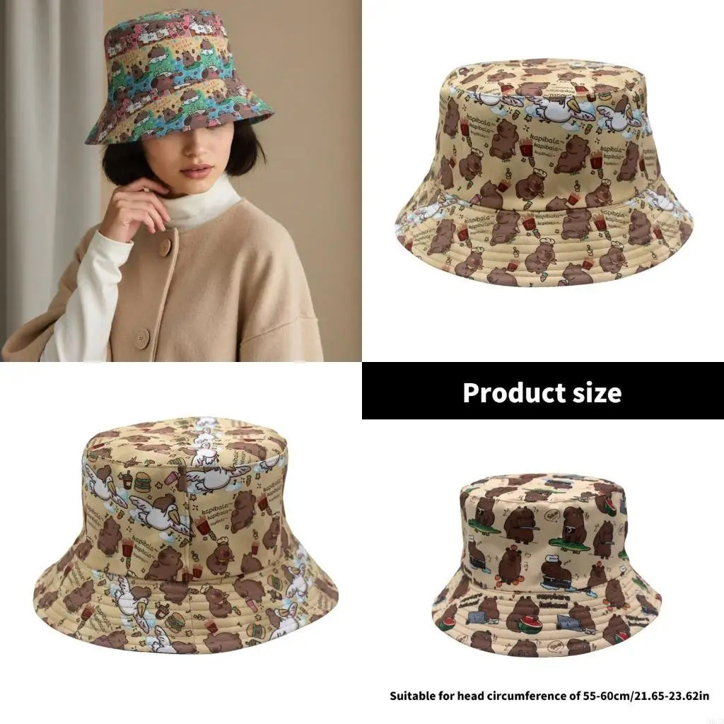 

M6CD Comfortable Capybara Bucket Hat Outdoor Travel Photography Sunscreen Hat