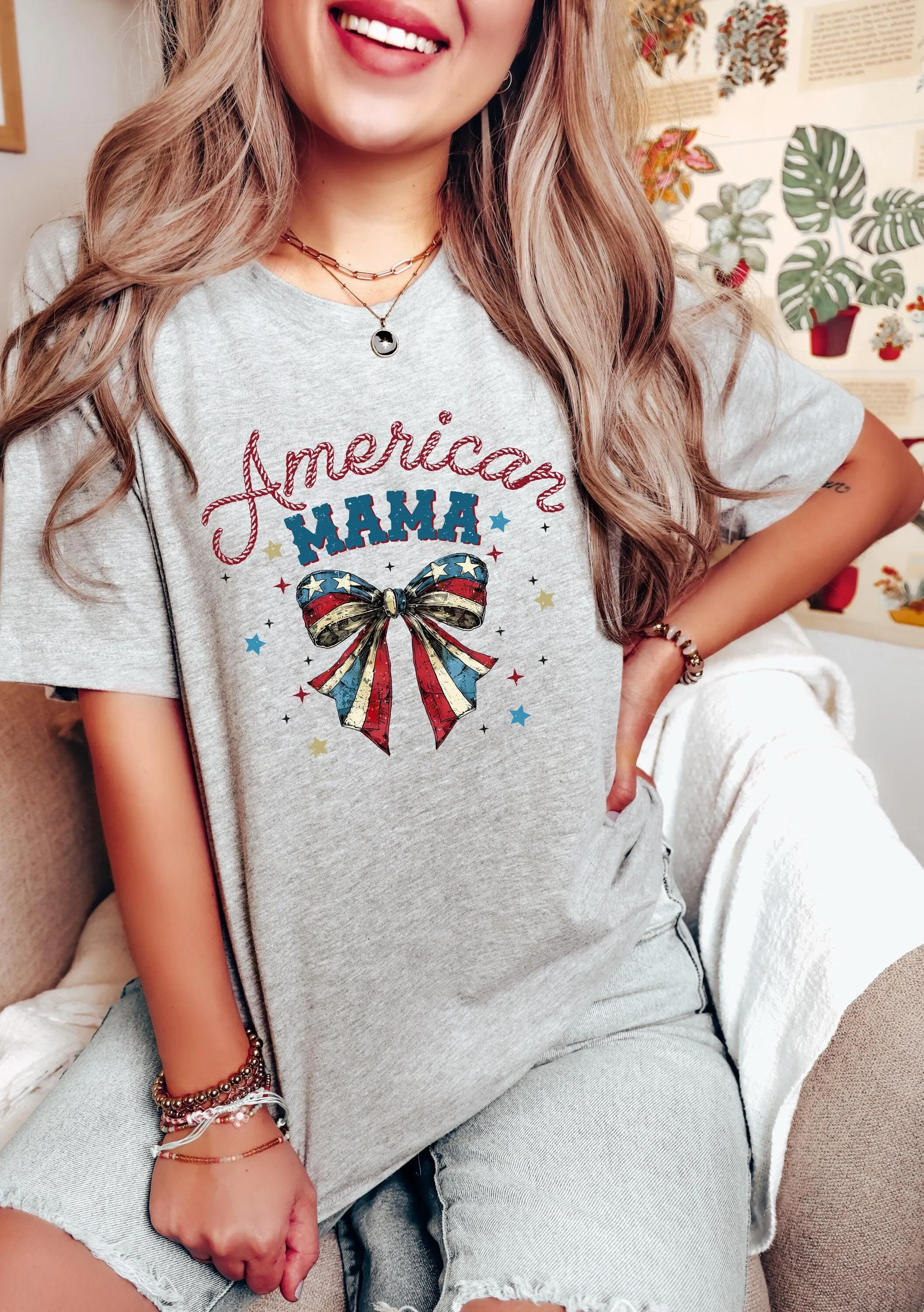 

Футболка American Mama USA на День независимости 4 июля SweaT S504