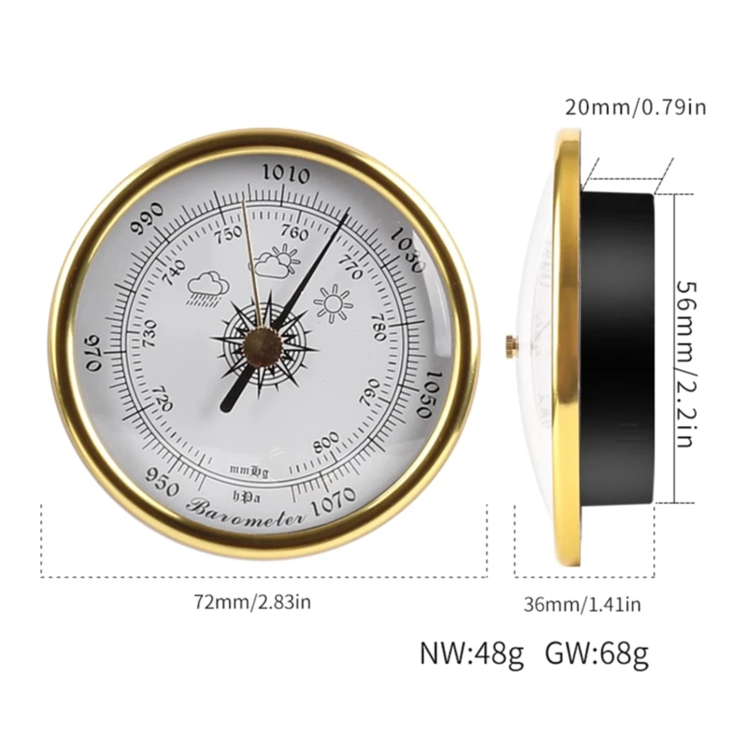 Wall Mounted Household Barometer Hanging Weather Station Accuracy Dial Type Pointer Mechanical Aneroid Air Pressure Gauge