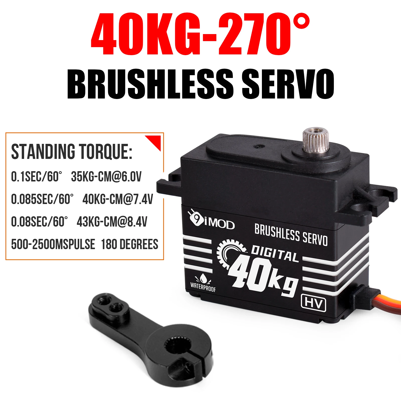 9imod Bürstenloses Servo Wasserdichtes digitales Metallgetriebe-Servo für 1/8 1/10 RC Crawler Car Boat – Detail 6