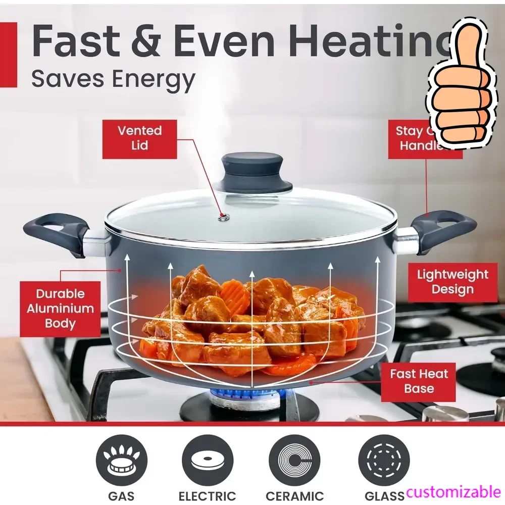 

НОВЫЙ набор кастрюль и сковородок Healthy Stone из 16 предметов с антипригарным покрытием, нетоксичный керамический набор посуды, можно мыть в посудомоечной машине, с сковоростями