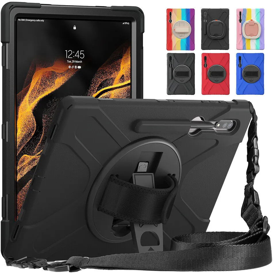 

Rugged Silicone Case for Samsung Galaxy Tab S9 Ultra Shockproof Cover 14.6" X918U X910 X916B Kids Case with Strap Pencli Slot