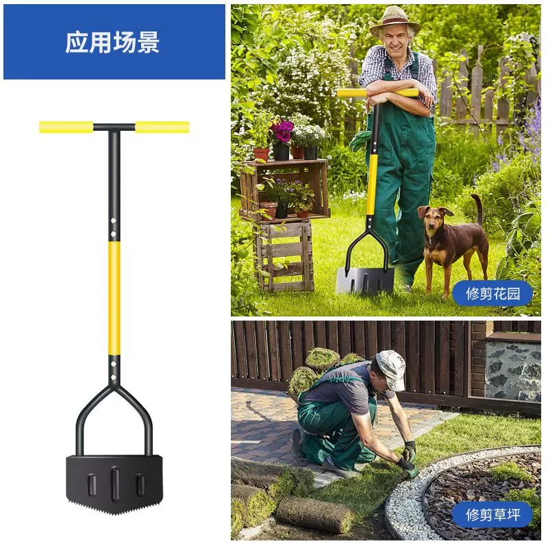 Manual Grass Trimmer with Handle, Half-Moon Lawn Edger, Serrated Hand Lawn Trimming Tool