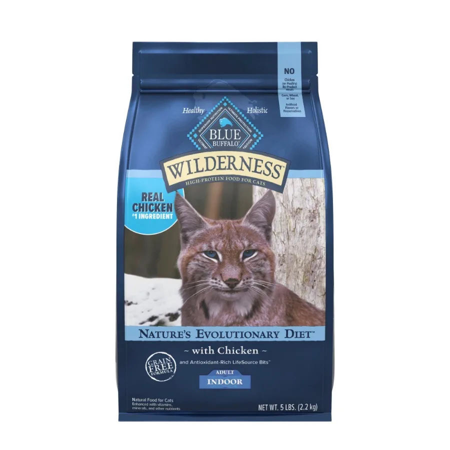 

Wilderness Adult Dry Cat Food Indoor Cats, Grain Free, Chicken, 5lb Bag