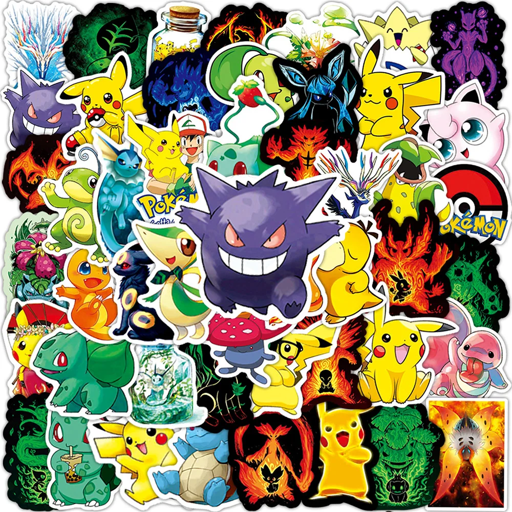 10/30/50pcs Cool Anime Pokemon Graffiti Stickers Pikachu Gengar Cartoon Kids Sticker Toy Phone Skateboard Luggage Decals Decor