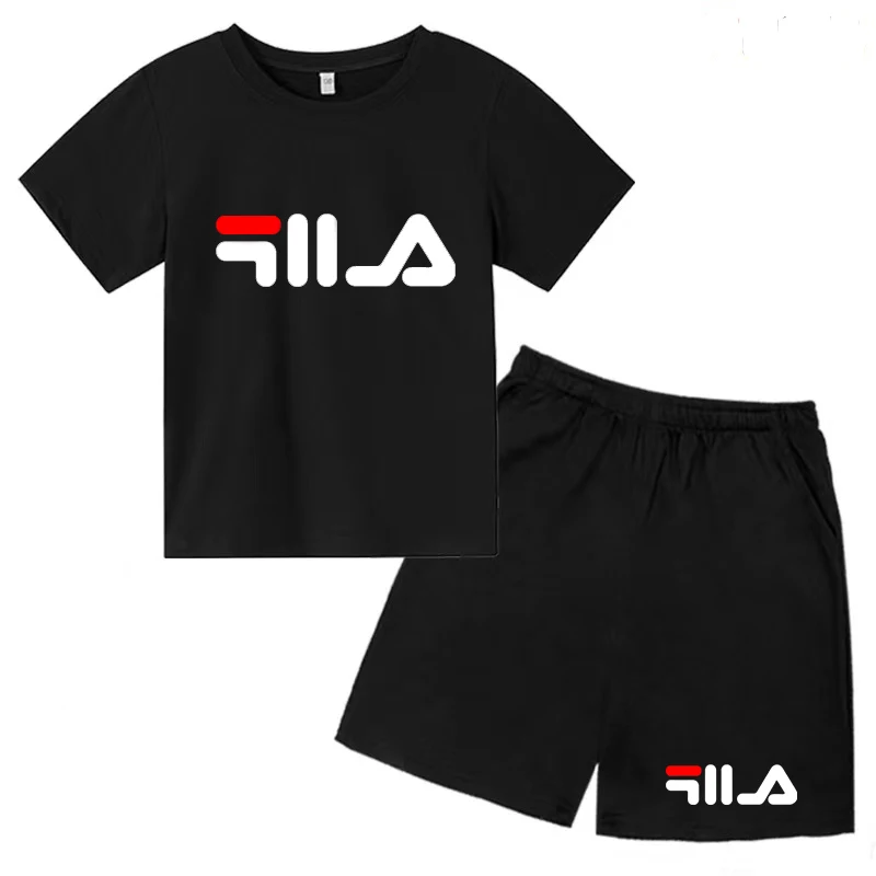 

Kids Summer Causal Letter Print Soft Round Neck T-shirts+Pants 2pcs Sporty Suits 2-13 Years Boys Girls Outfits Children Clothes