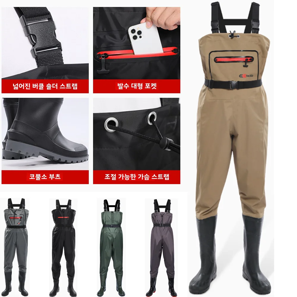 Wodoodporne wodery na klatkę piersiową ze spodniami wędkarskimi buty buty Wader zestaw zagęszczona odzież mężczyźni kobiety ubrania koszulki Waters