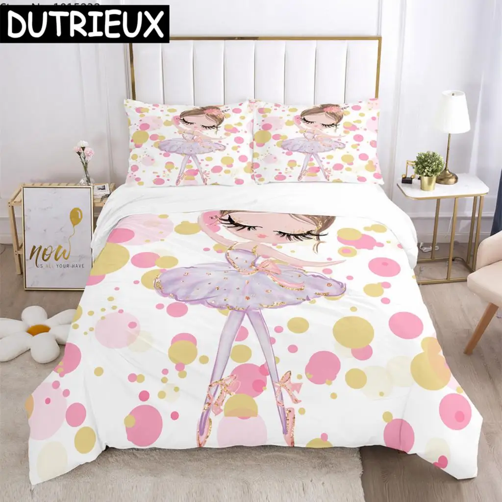 

Cartoon Ballet Girl 3D Printed Bedding Set Duvet Covers Pillowcases Comforter Bedding Set Bedclothes Duvet Cover