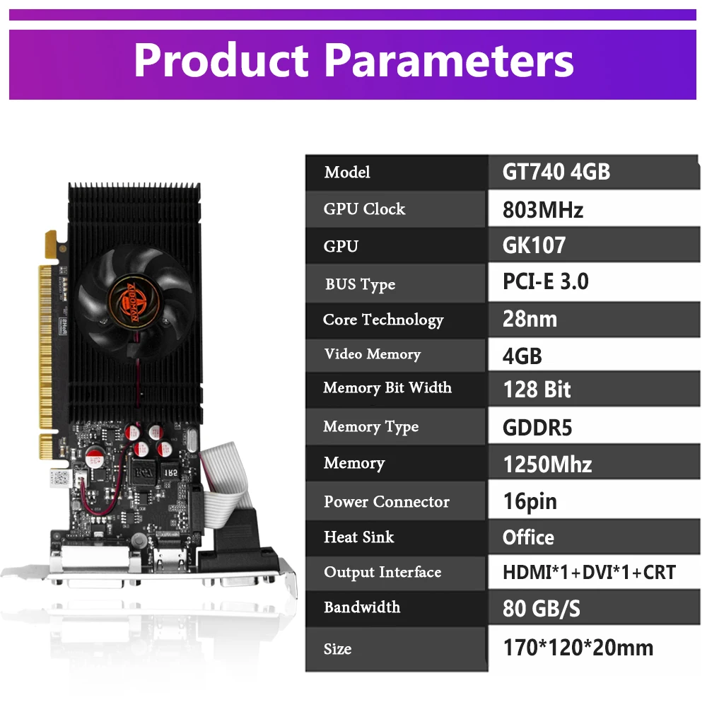 GT740 4G  PCl Express 3.0 X16 GDDR3 128Bit  Cards  Memory Video Gaming Card Suitable for Computer Assembly Accessories  ﻿