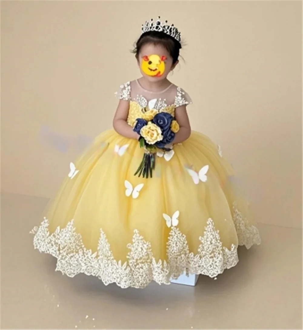 custom-luxury-flower-girl-dress-wedding-birthday-party-pageant-catwalk-off-shoulder-butterfly-lace-dark-green-glitter-tulle-kids