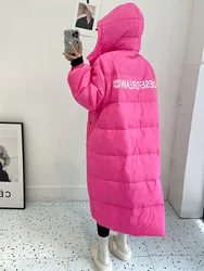 2023 Winter Frauen weiße Ente Daunen mantel dicke x-lange Puffer jacke große lose lose warme Mantel weibliche Kapuze Parkas