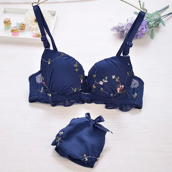 Floral Bra And Panties Set Women Sexy Lingerie Set Female Low Waist Korean Push Up Brassiere Comfortable Girl Seamless Underwear