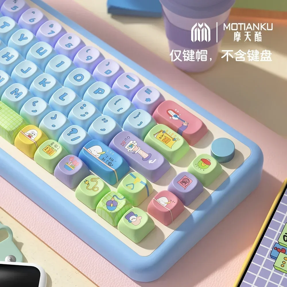 MATHEW Work Egg Keycaps 145 Keys MCA Profile PBT Dopamine Element Cute Creative Mechanical Keyboard Keycaps