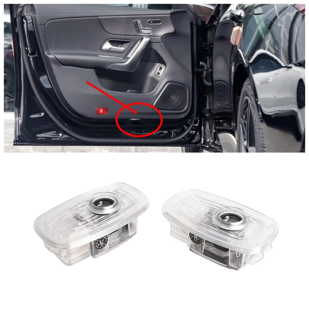 جديد LED باب السيارة ترحيب تحذير شبح الظل إكسسوارات مضيئة لمرسيدس بنز C118 W118 W218 W219 A238 C238 A207 E CLS S CLA