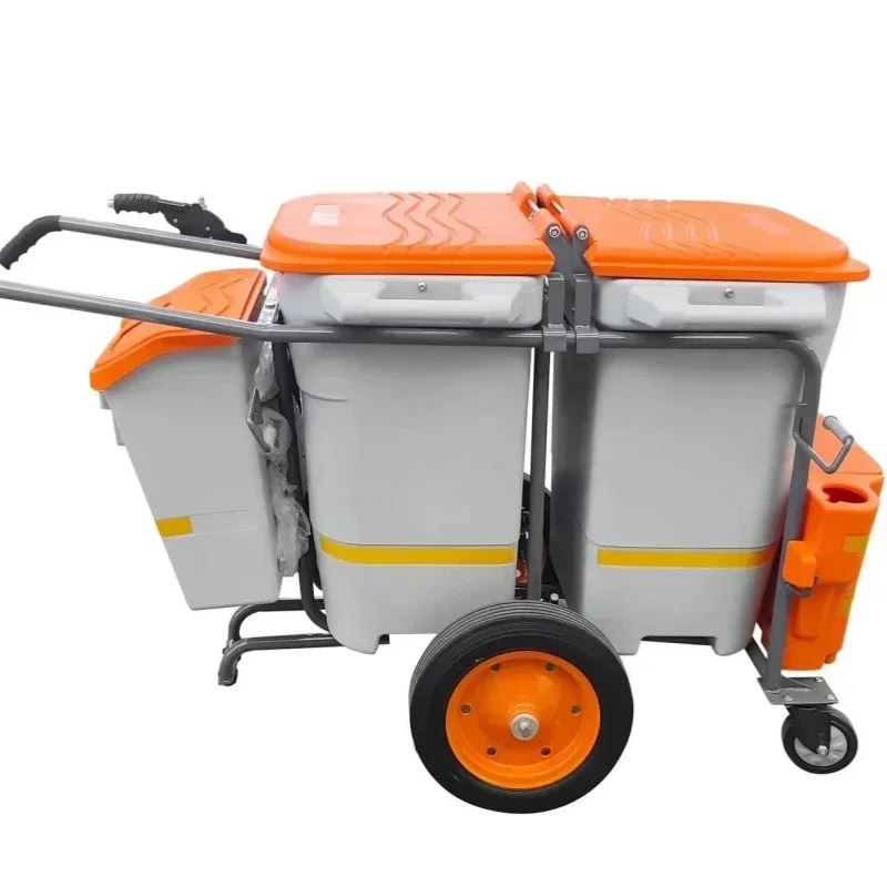 Durable Street Cleaning Equipment Trolley Cart Sanitation Janitorial Double Bucket Outdoors Cleaning Carts