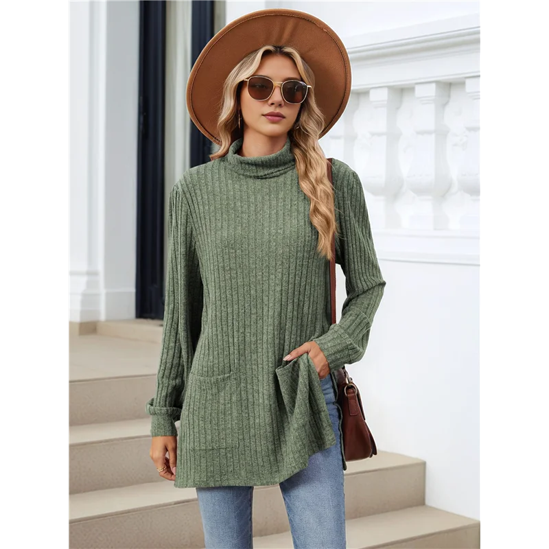 

ASDS-Long Sleeve Shirts For Women High Neck Casual Tunic Tops