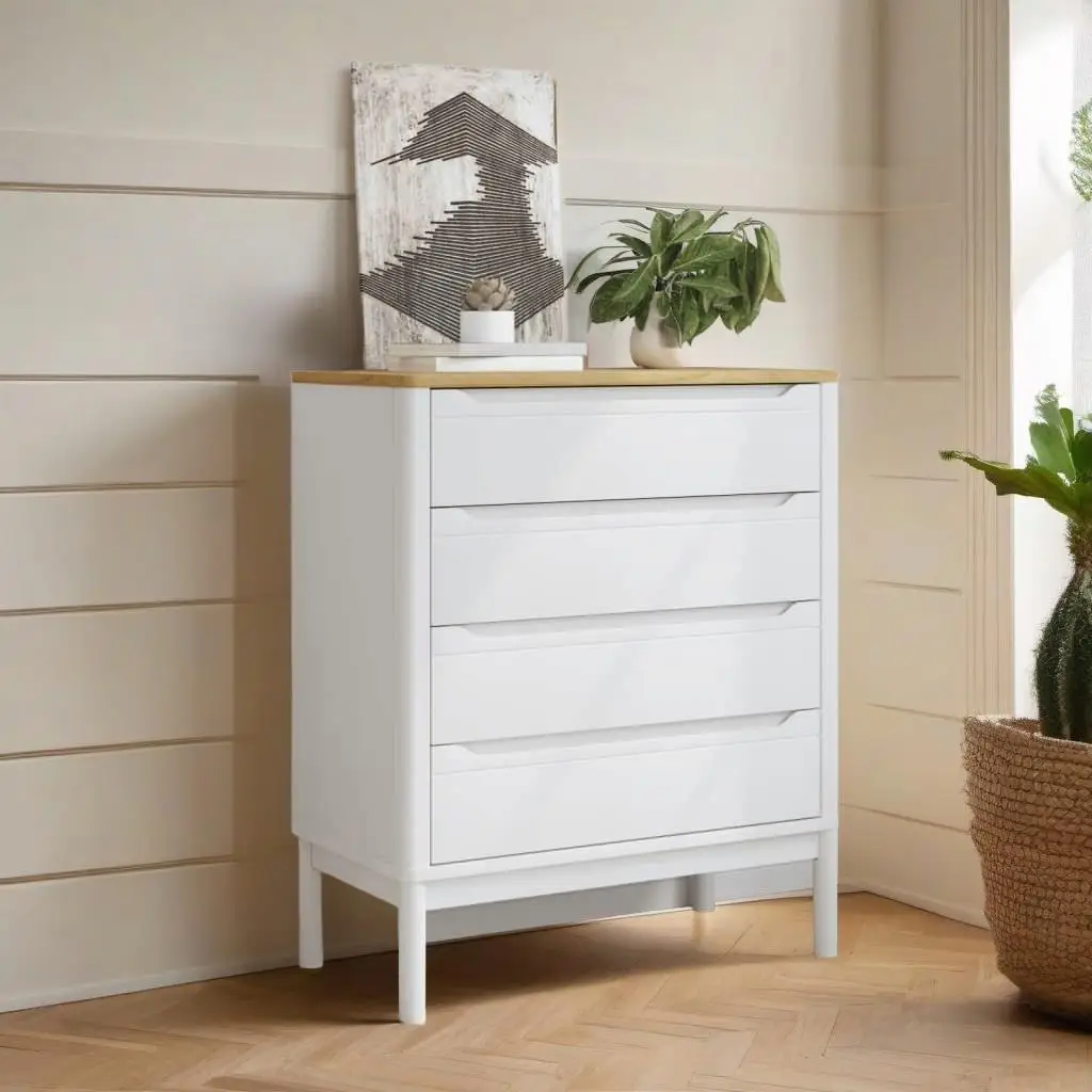 FLORO for White Solid Pine Chest of Drawers - Stylish & Durable Storage Solution