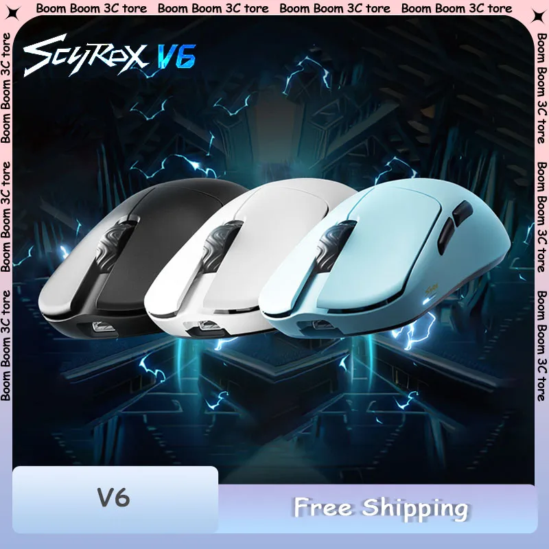 

Scyrox V6 Gaming Mouse Wireless 8k Low Latency Pixart3950 Mice Customized Ergonomic Lightweigh Mouse Game Office Accessories